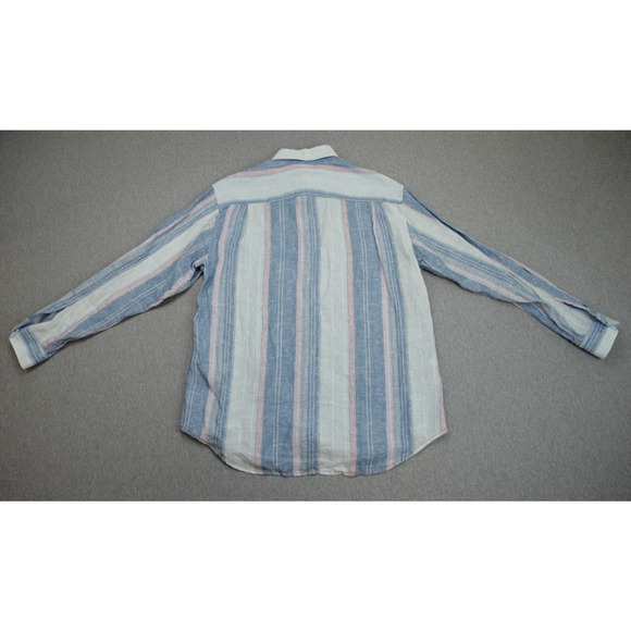 Tommy Bahama Shirt Mens Medium Stripped 100% Linen Long Sleeve Button Up - Picture 4 of 7